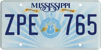 MS license plate ZPE765