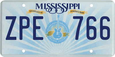 MS license plate ZPE766