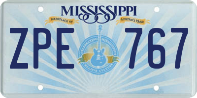 MS license plate ZPE767