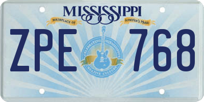 MS license plate ZPE768