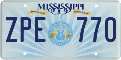 MS license plate ZPE770