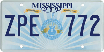 MS license plate ZPE772