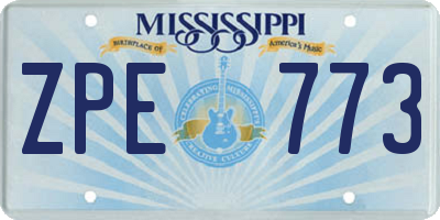 MS license plate ZPE773