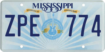 MS license plate ZPE774
