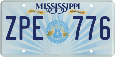 MS license plate ZPE776
