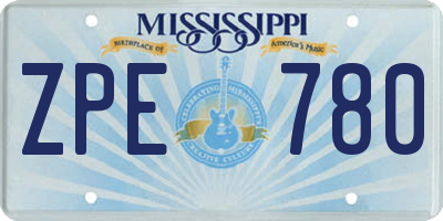 MS license plate ZPE780