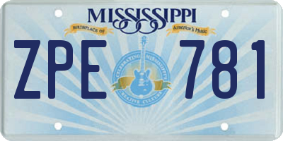 MS license plate ZPE781