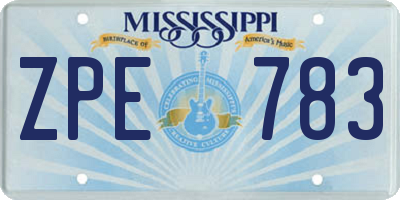 MS license plate ZPE783