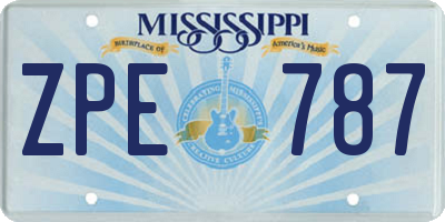 MS license plate ZPE787