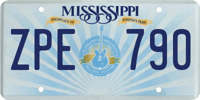 MS license plate ZPE790
