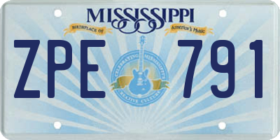 MS license plate ZPE791