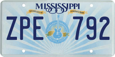 MS license plate ZPE792