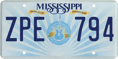 MS license plate ZPE794