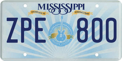 MS license plate ZPE800