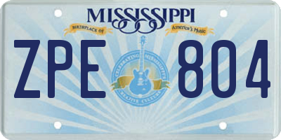 MS license plate ZPE804
