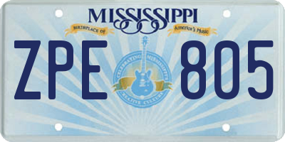 MS license plate ZPE805