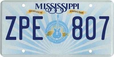 MS license plate ZPE807