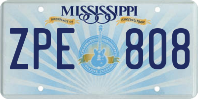 MS license plate ZPE808