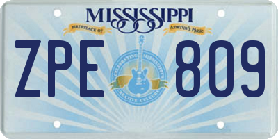 MS license plate ZPE809