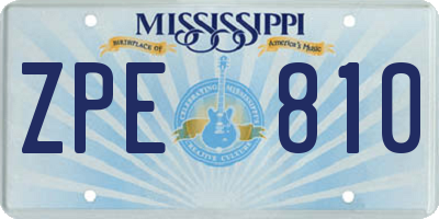 MS license plate ZPE810