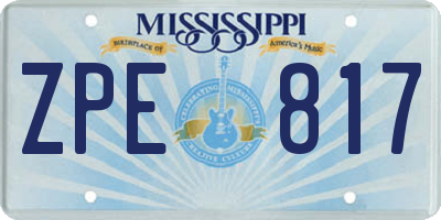 MS license plate ZPE817