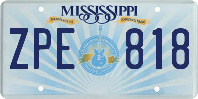 MS license plate ZPE818