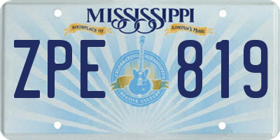 MS license plate ZPE819