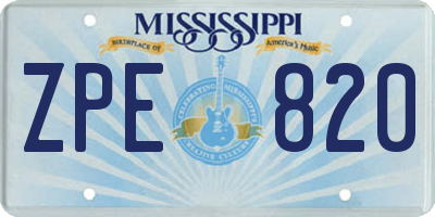 MS license plate ZPE820