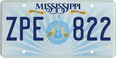 MS license plate ZPE822