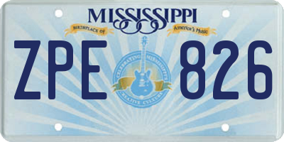 MS license plate ZPE826