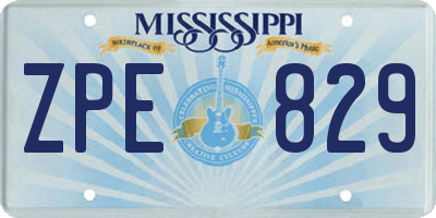 MS license plate ZPE829