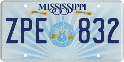 MS license plate ZPE832