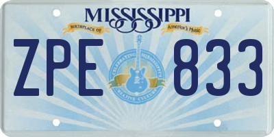 MS license plate ZPE833