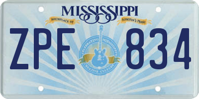 MS license plate ZPE834
