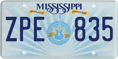 MS license plate ZPE835