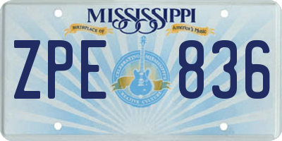 MS license plate ZPE836