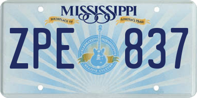 MS license plate ZPE837