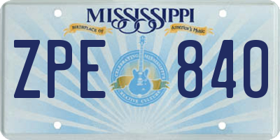 MS license plate ZPE840