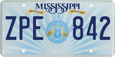 MS license plate ZPE842
