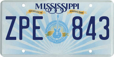 MS license plate ZPE843