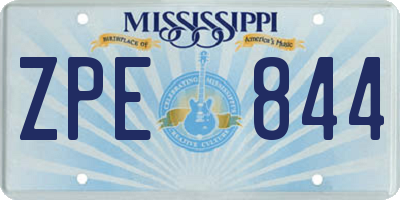 MS license plate ZPE844