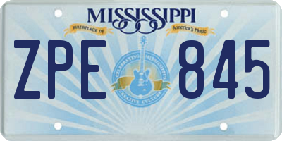 MS license plate ZPE845
