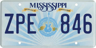 MS license plate ZPE846