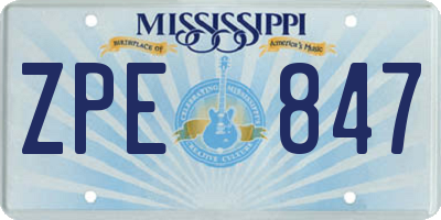 MS license plate ZPE847