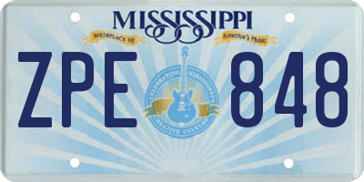 MS license plate ZPE848