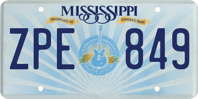 MS license plate ZPE849