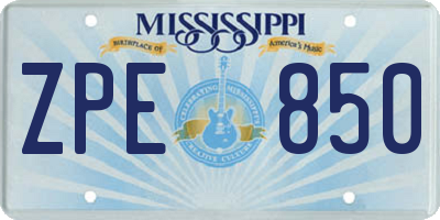 MS license plate ZPE850
