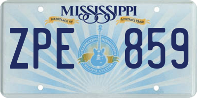 MS license plate ZPE859