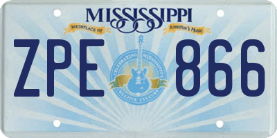 MS license plate ZPE866