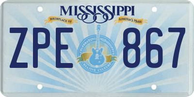 MS license plate ZPE867